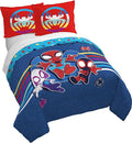 Jay Franco Duvet Cover Set – 3 Piece Comforter Cover and Sham Set, Super Soft Cozy Kids Bedding (Insert Not Included) Blue - Spidey & Friends, Full