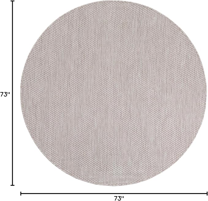 Unique Loom Outdoor Solid Collection Area Rug (6' 1" Round Beige/Ivory)