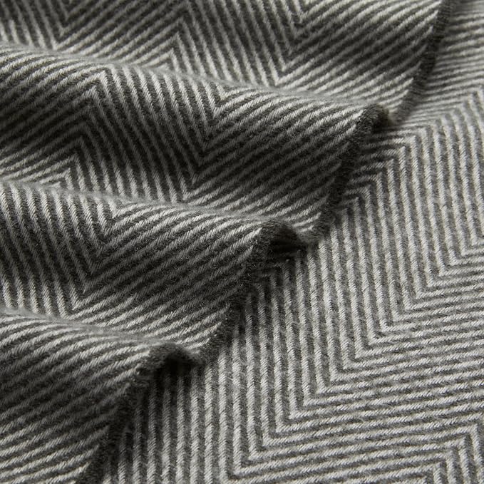 Amazon Basics Cozy Room Décor Throw Blanket, Lightweight, Recycled Polyester, Machine Washable, 50"x 60", Dark Gray and Light Gray Herringbone