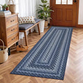 GarveeHome Indoor Easy Jute Runner Rug 2x6 Washable Kitchen Runner Rugs | Low Pile Non Slip Throw Runners Carpet Stain Resistant Long Hallway Mat Living Room Bedroom Bedside Area Rugs, Slates/Blue