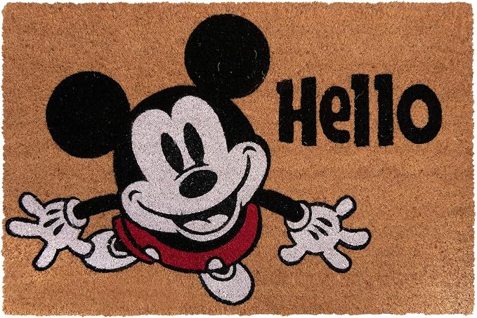 Gertmenian Disney Mickey Mouse Coir Doormat - 2x3 Welcome Mat (2-Pack), Ideal for High Traffic Areas in Front Door, Garage, Entryway - Retro Mickey Home/Welcome, Multi, 47319