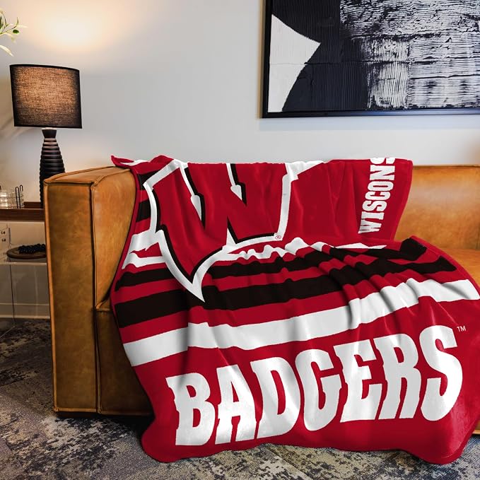 Logo Brands NCAA Raschel Throw Blanket – 50 x 60 Soft Fleece Blanket, Officially Licensed Collegiate Design, Cozy Throw for Tailgating, Game Day, & Home Décor
