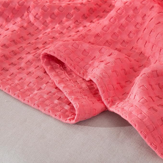 Elegant Comfort Premium 100% Cotton Waffle Blanket - Lightweight Breathable Waffle Weave Bed Blanket - Soft and Warm All Season Blanket for Couch, Sofa and Bed, King Size 90x108 Inches, Coral
