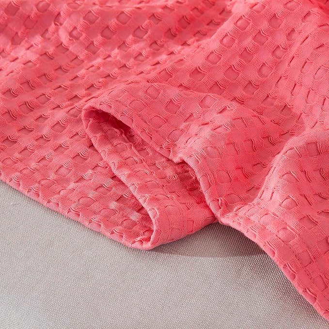 Elegant Comfort Premium 100% Cotton Waffle Blanket - Lightweight Breathable Waffle Weave Bed Blanket - Soft and Warm All Season Blanket for Couch, Sofa and Bed, Twin Size 68x88 Inches, Coral