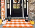 Orange and White Layered Doormat 27.5''x 43.3''Fall Outdoor Rug Cotton Woven Washable Farmhouse Door Mats Outdoor for Halloween Mat,Entryway,Bedroom,Patio