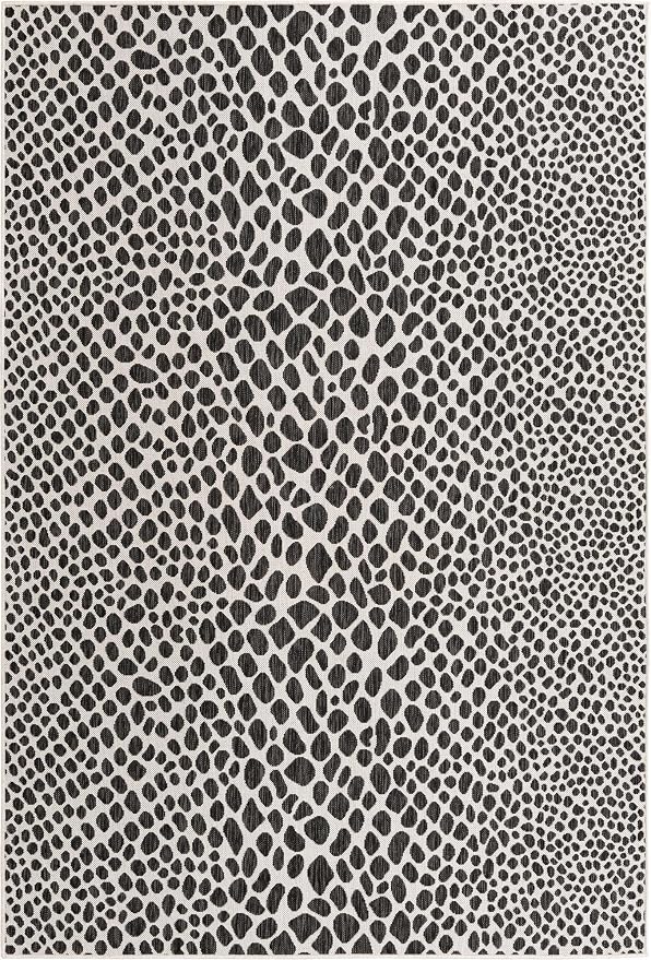 Unique Loom Outdoor Collection Area Rug - Cape Town (6' 1' x 9' Rectangle, Black/ Ivory)