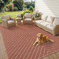 Garvee Striped Easy Jute Rug 4x6: Terracotta Washable Indoor Outdoor Boho Area Rugs for Living Room Patio - Non Slip Farmhouse Neutral Carpet Mat for Entryway Bedroom Kitchen Backyard Sunroom 4'x6'