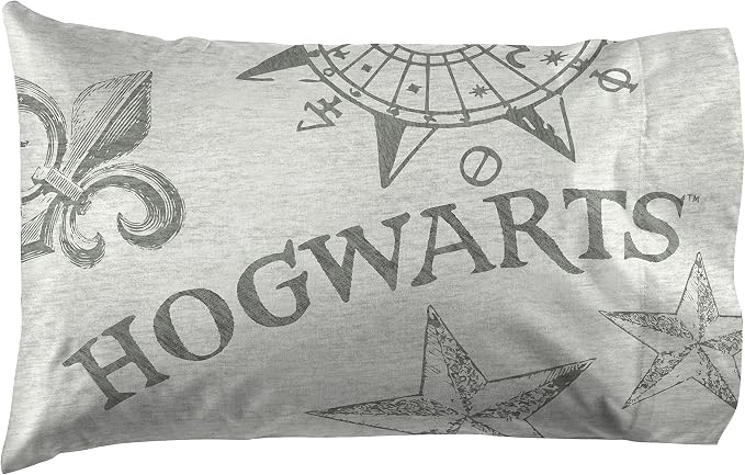 Jay Franco Kids Sheet Set with Fitted, Flat Sheets & Pillow Cover - Ultra-Soft Bedding with Pillowcase for Room Decor, Gray - Harry Potter, 3 Piece Twin