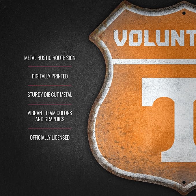 Rico Industries NCAA Rustic 11.5" Metal Route Sign Home Décor/Dorm Room