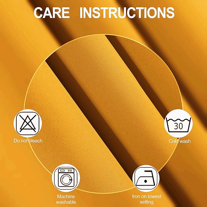 LEMOMO Yellow Thermal Blackout Curtains/52 x 95 Inch/Set of 2 Panels Room Darkening Curtains