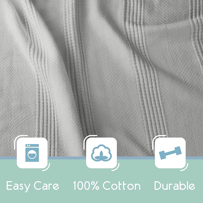 Vellux 100% Cotton Blanket, Twin, 66x90, Grey | Soft, Breathable Knit, Lightweight, All Season, Machine Washable, Oeko-Tex Certified, Hotel Quality