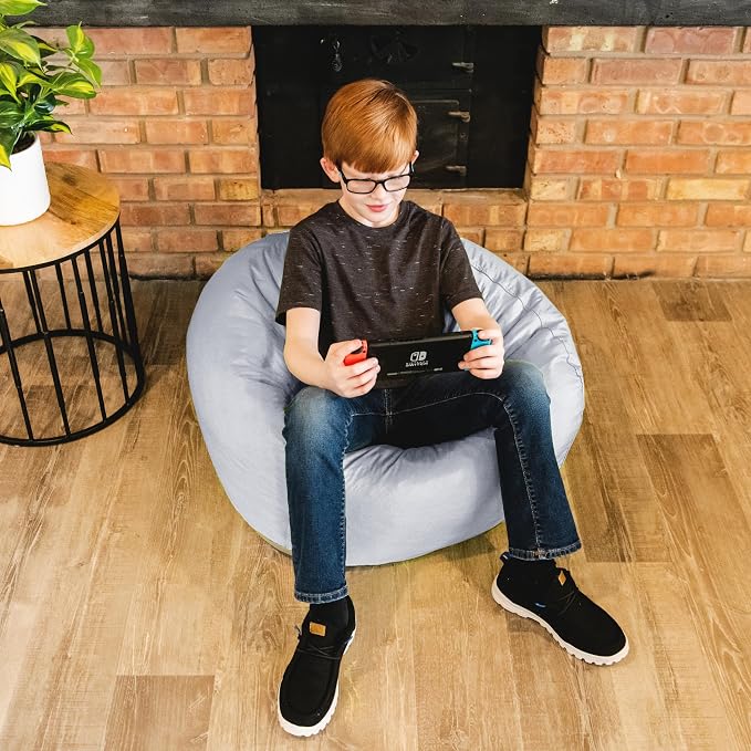 Big Joe Classic Bean Bag Chair for Kids Bedroom and Reading Nook, Easy-Clean Gray, Durable Nylon Polyester Blend, 2 feet Refillable | 2 feet, Smartmax Fabric, Polystyrene Bean Filled, Refillable, Nylon Polyester, Safe for Kids Ages 3+, Supports Up to 2...