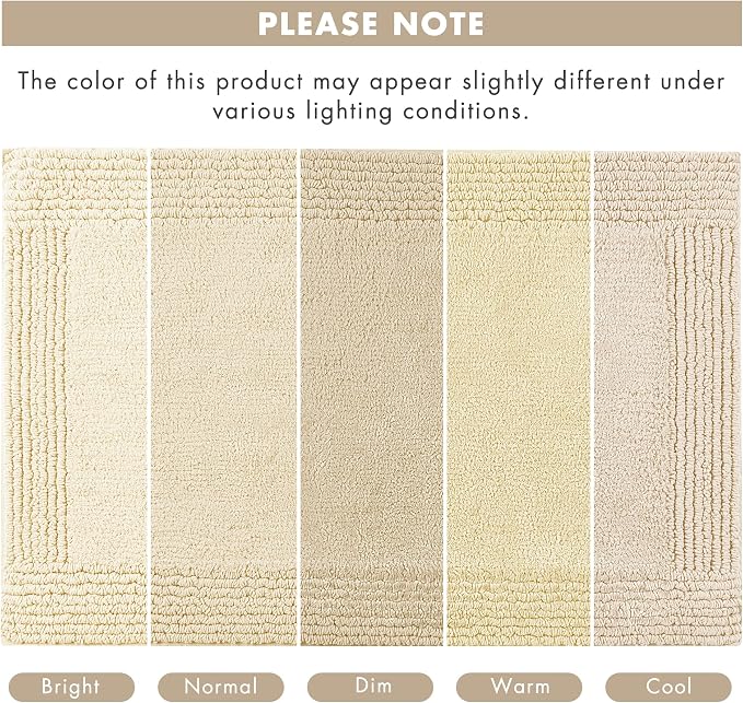 Madison Park Splendor Reversible 100% Cotton Bath Rug, 21 x 34, Natural | Tufted Bathroom Mat, 3000 GSM, Hotel Quality, Luxurious Plush, Medium Pile, Absorbent, Quick Dry, OEKO-TEX, Shower Room Décor