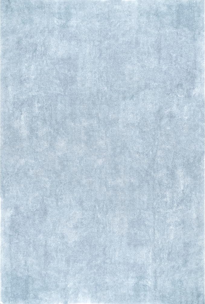 nuLOOM Loni Light Blue Solid Washable Area Rug, 5' x 8'