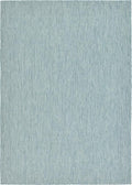 Unique Loom Collection Casual Transitional Solid Heathered Indoor/Outdoor Flatweave Area Rug (8' x 11' 4" Rectangle, Aquamarine/Ivory)