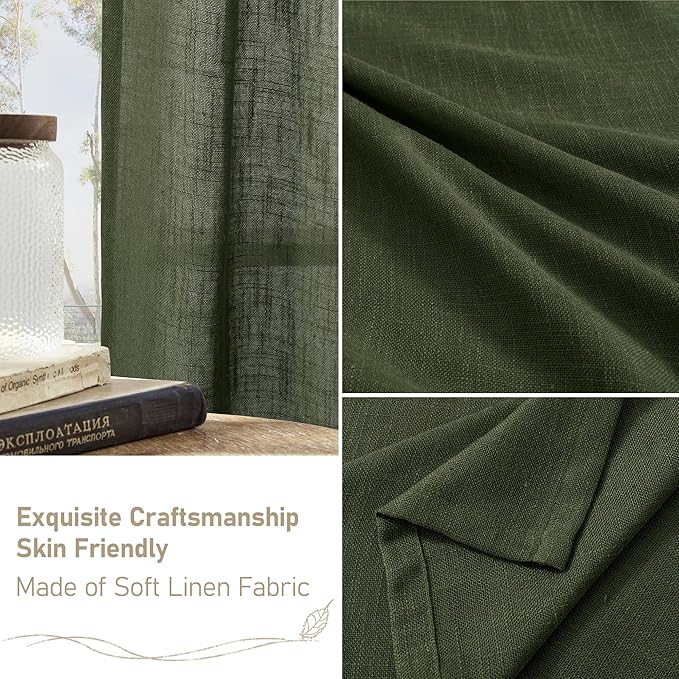 LAMIT Olive Green Linen Curtains 72 inches Long - Image 6