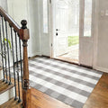 Gray and White Buffalo Plaid Rug 3' x 5', Washable Farmhouse Non-Slip Checkered Doormat, Indoor Outdoor Floor Mat for Living Room, Bedroom, Entryway, Kitchen, Laundry Room, Patio, Porch