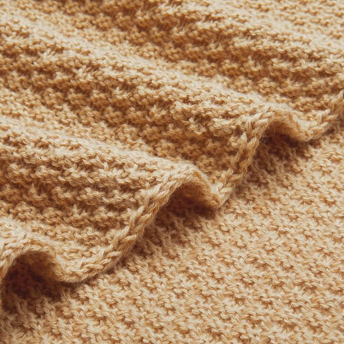 Amazon Basics Chunky Cable Knit Throw Blanket for Couch, Sofa, Bed, Lightweight Soft Cozy, 50" x 60", Sand