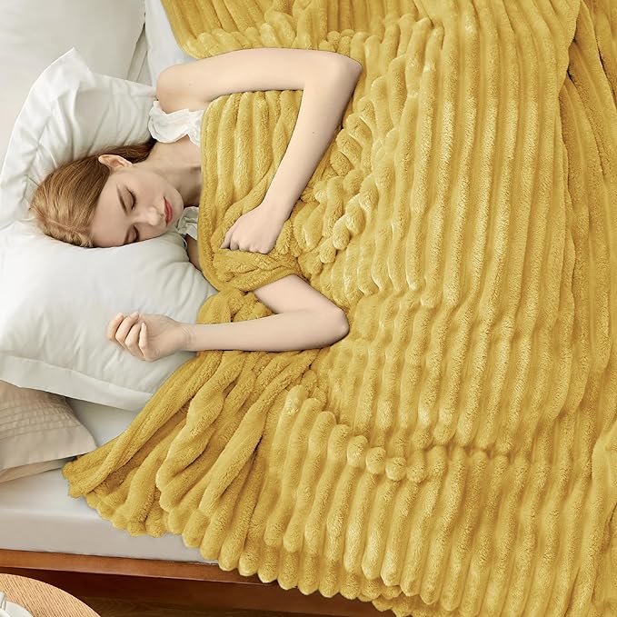 Bedsure GentleSoft Yellow Fleece Blanket for Couch - Cozy Soft Blankets for Women, Cute Small Throws for Girls, 90x90 Inches