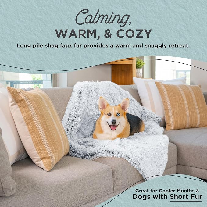 Best Friends by Sheri Dog Blanket, Shag Faux Fur, Frost Gray, 30" x 40" | Ultra Soft Throw for Pets, Sense of Security & Warmth, Lightweight Bed Cover, Machine Washable, Cats & Small-Medium Dogs