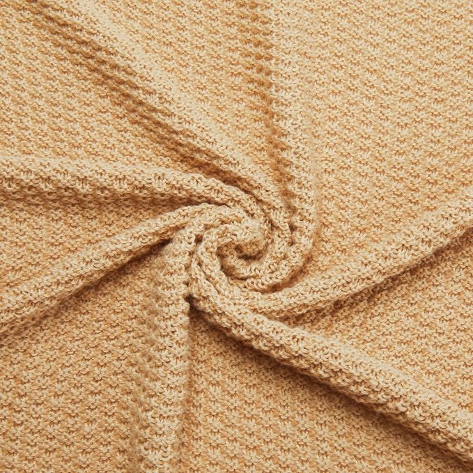 Amazon Basics Chunky Cable Knit Throw Blanket for Couch, Sofa, Bed, Lightweight Soft Cozy, 50" x 60", Sand