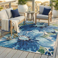 ReaLife Rugs Machine Washable Indoor Outdoor - Mat Rug Foldable Printed Thin Lightweight Cushioned Fade Resistant Patio Deck Dock Porch Pool Balcony Camping - Kai - Blue Green 4' x 6'