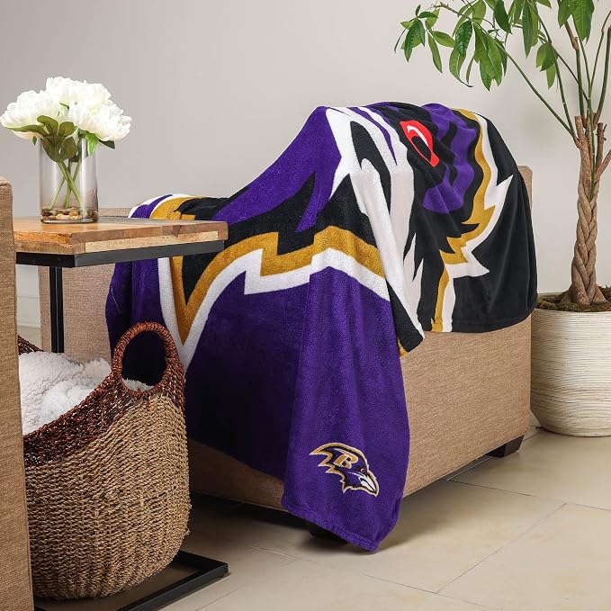 FOCO NFL Unisex-Adult NFL Team Logo 60" x 50" Supreme Slumber Plush Throw Blanket