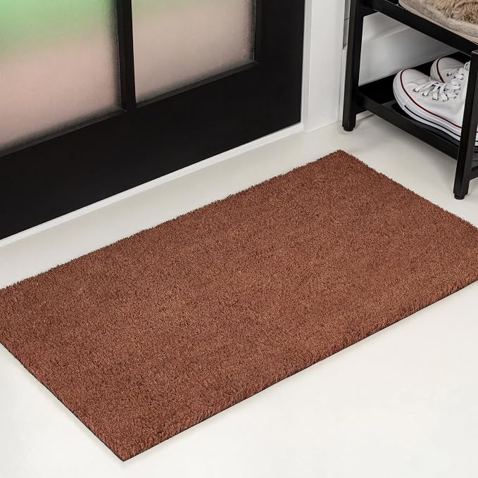 JONATHAN Y Peater Classic Casual Commercial Natural Coir Camel 3 ft. x 4 ft. Doormat for Entrance, Front Door, Entryway CHG100G-34