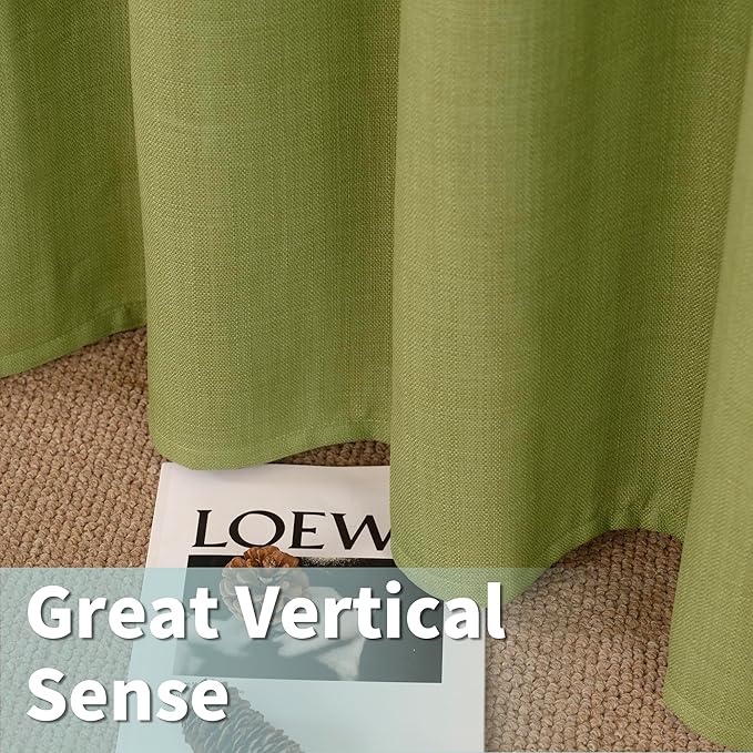 LAMIT Moss Green Linen Curtains 72 inches Long - Image 6