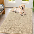 Smiry Dog Door Mat for Muddy Paws 54x32, Absorbent Dirt Trapper, Non-Slip Washable Chenille Entryway Rug for Inside Floor, Beige, Classic Solid