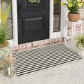 LEEVAN 2.3'X3.6' Black and White Striped Woven Reversible Outdoor Rug | Small Machine Washable Front Porch Rug, Cotton Entryway Door Mat, Indoor Layering Carpet for Farmhouse Bathroom Laundry