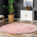 nuLOOM Loni Pink Solid Washable Area Rug, 4' Round