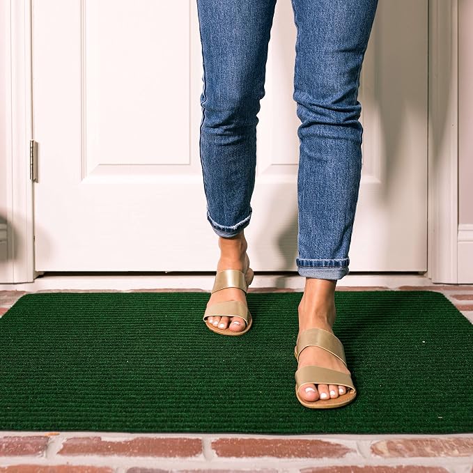 Mohawk Home Utility Floor Mat Solid Dark Forest Green (1'6" x 2'6" (2 Pack)) Perfect for Garage, Entryway, Porch, and Laundry Room