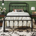 SHA CERLIN Twin Metal Bed Frame with Victorian Iron-Art Headboard, Black | Victorian Iron-Art Headboard and Footboard, Easy Assembly, Under Bed Storage, No Box Spring Required