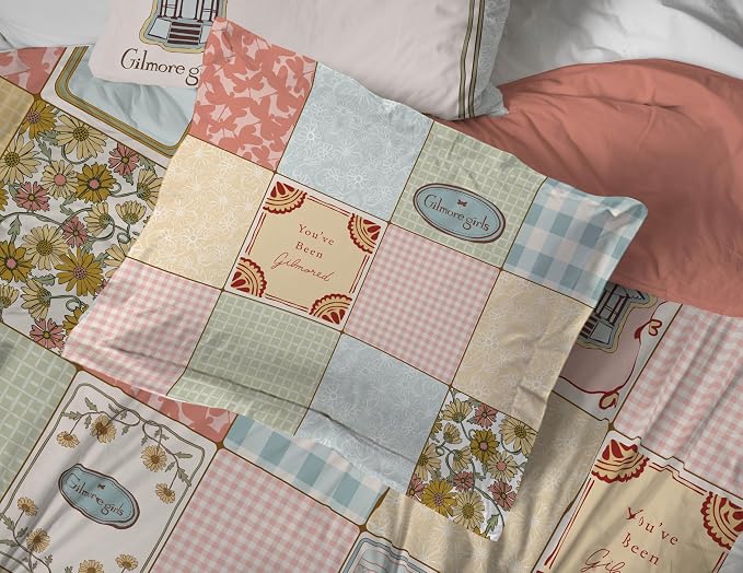 Gilmore Girls Queen Comforter Set 7 Piece Soft Bedding for Girls, Multi | Bed in a Bag, Comforter Sheets Shams Pillowcases, Official Product, Soft Microfiber, Machine Washable, Girls Gift