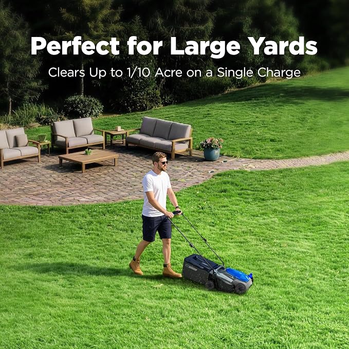 14" Cordless Lawn Mower, 40V Lightweight Push Mower with 4.0Ah Battery & Charger, Ultra-Quiet Motor for Small Yards, Lawn Care, Backyard Maintenance