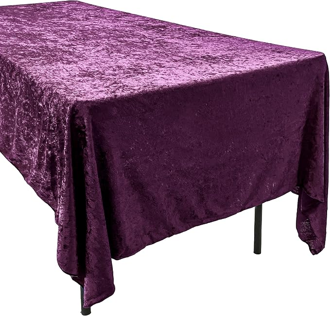 AK TRADING CO. Lush Panne Velvet Tablecloth - 60 x 102 Inch Rectangular Table Cover | Great for Buffet Table, Parties, Holiday Dinner, Wedding & Baby Shower (Plum, 60 x 102 Inch)
