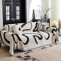 MYSKY HOME Couch Cover for 3 Cushion Couch Sofa Cover, Super Soft Boho Couch Covers for Dogs Washable, Jacquard Sofa Slipcover Furniture Protector for Living Room, 91" x 134", Black Curve