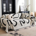 MYSKY HOME Boho Couch Cover Super Soft Couch Covers for 2-3 Cushion Couch Sofa, Modern Black Jacquard Sofa Slipcover Loveseat Futon Cover, Couch Covers for Sectional Sofa, 71" x 134", Black Curve