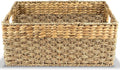 Large Wicker Storage Baskets with Handles, 17 x 11 x 7.5 Inches | Natural Seagrass and Hyacinth, Woven Storage Basket, For Organizing Shelves, Closet, Pantry, Living Room