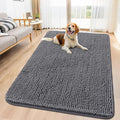 Smiry Dog Door Mat for Muddy Paws 59x32, Absorbent Dirt Trapper, Non-Slip Washable Chenille Entryway Rug for Inside Floor, Dark Grey, Classic Solid
