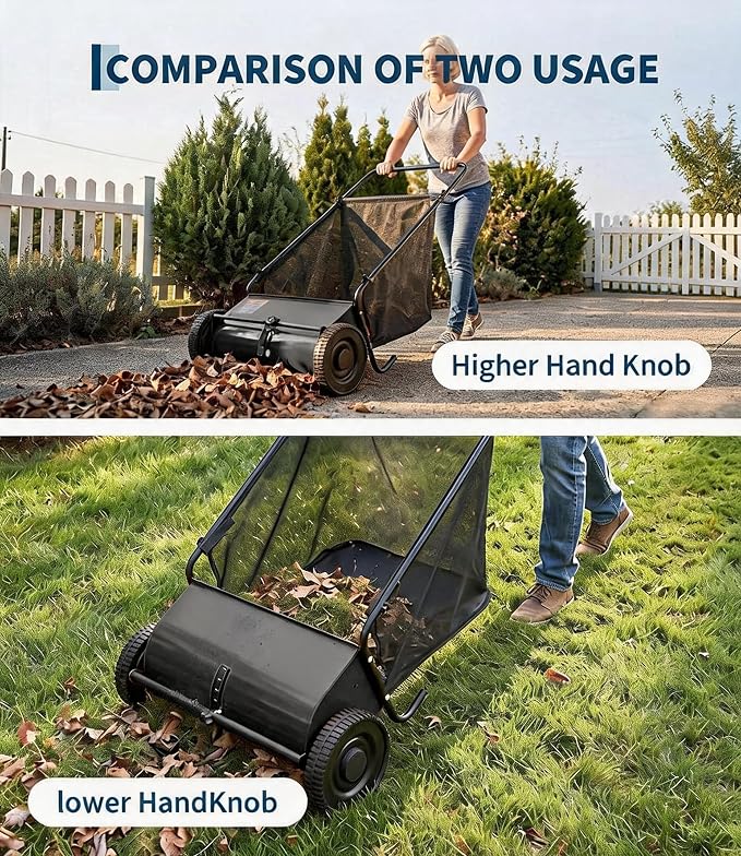 Push Lawn Sweeper, 26-Inch Width, 7 Cu. ft. Hopper Capacity, 4 Spinning Brushes