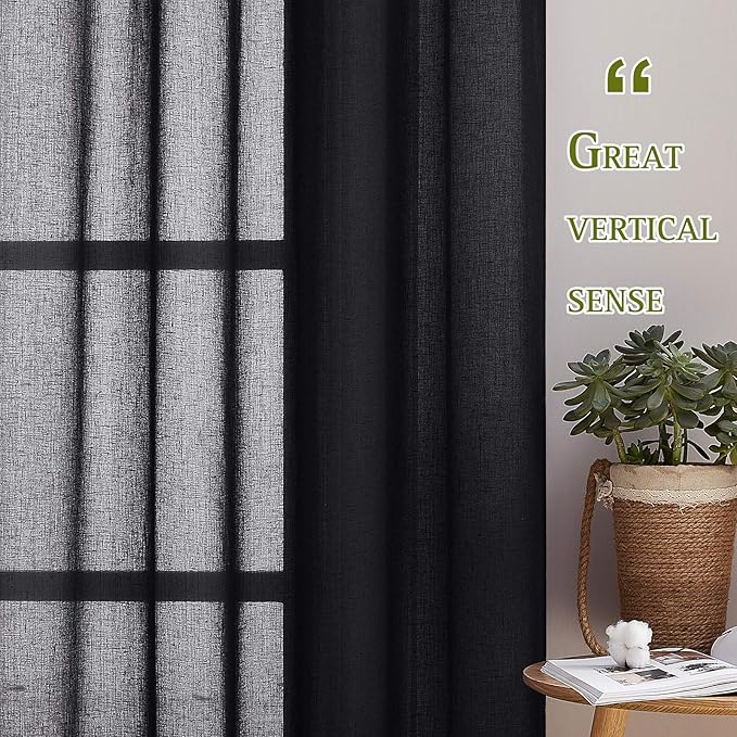 NICETOWN Black Semitransparent Sheer Curtains - Image 4