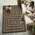 LIVEBOX Easy Jute 3x5 Outdoor Rug, Washable Non Slip Front Door Porch Rugs, Neutral Black Striped Accent Carpet Mat for Entryway, Mudroom (Black & Tan)