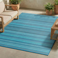 FH Home Outdoor Camping Rug - Waterproof, Fade Resistant, Reversible - Premium Recycled Plastic - Striped - Large Patio, Deck, Sunroom, RV - Havana - Turquoise - 9 x 12 ft Foldable