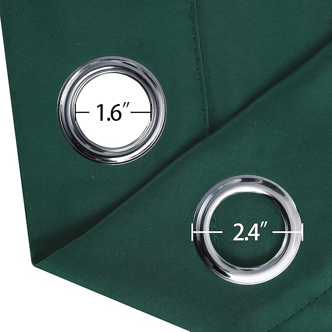 LEMOMO Dark Green Bedroom Blackout Curtains/52 x 54 Inch Long/Set of 2 Curtain Panels/Thermal Insulated Room Darkening Curtains