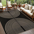 Rugalia Easy Jute 5x7 Outdoor Patio Rug, Washable Black Boho Rainbow Rugs for Living Room, Non-Slip Modern Farmhouse Outdoor Mat Neutral Abstract Floor Carpet for Patio Dining Room Backyard