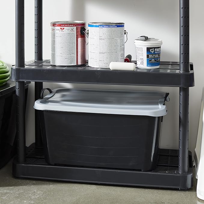 Life Story 18 Pack Heavy Duty Stackable Storage Bin, 55 Qt, Black/Gray | Versatile Home Organizer Set, Lightweight Locking Bins with Carrying Handles