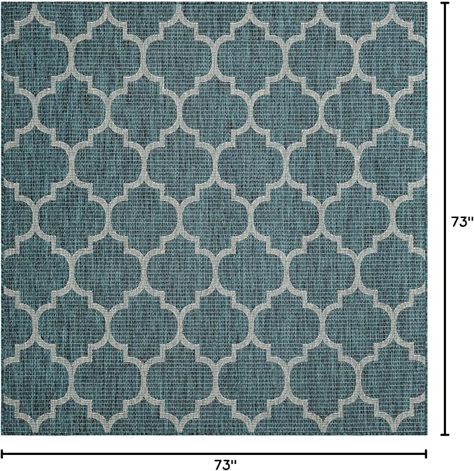Unique Loom Outdoor Trellis Collection Area Rug (6' 1" Square Teal/Gray)