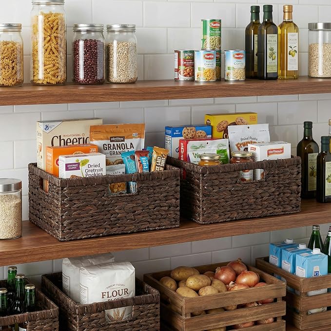 StorageWorks Large Wicker Baskets,Water Hyacinth Woven Baskets,1-Pack | Large Wicker Baskets for Organizing,Wicker Storage Baskets for Shelves,Shelf Baskets for Organizing with Handle,Pantry Basket